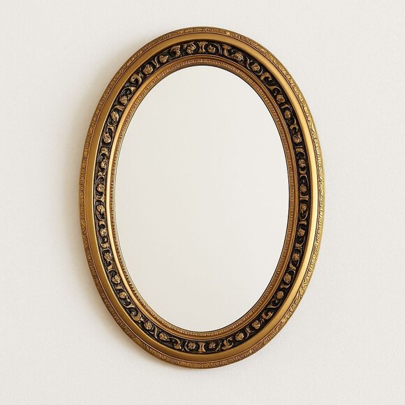 Oval Gold Wall Mirror VTG Ornate Decorative Vanity Hollywood Regency Home Decor - Picture 2 of 16